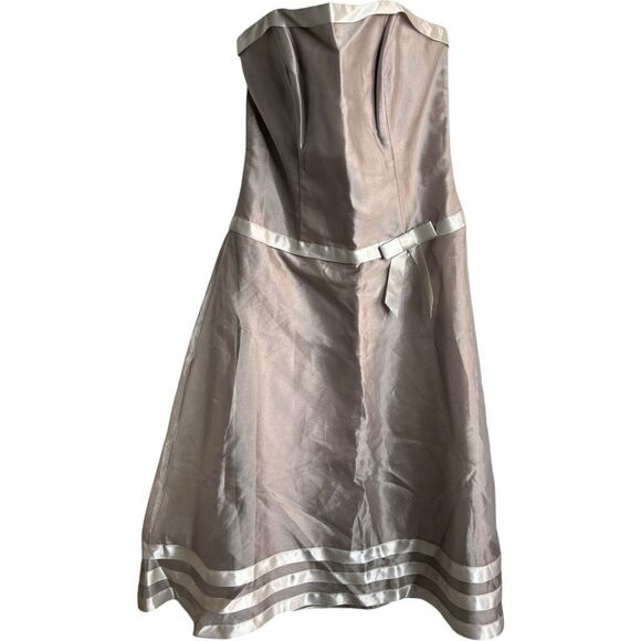 Dessy Collection Semi-Formal Dress Size 10 Fit and Flare Silver Tan Gray Cocktai - Picture 2 of 12